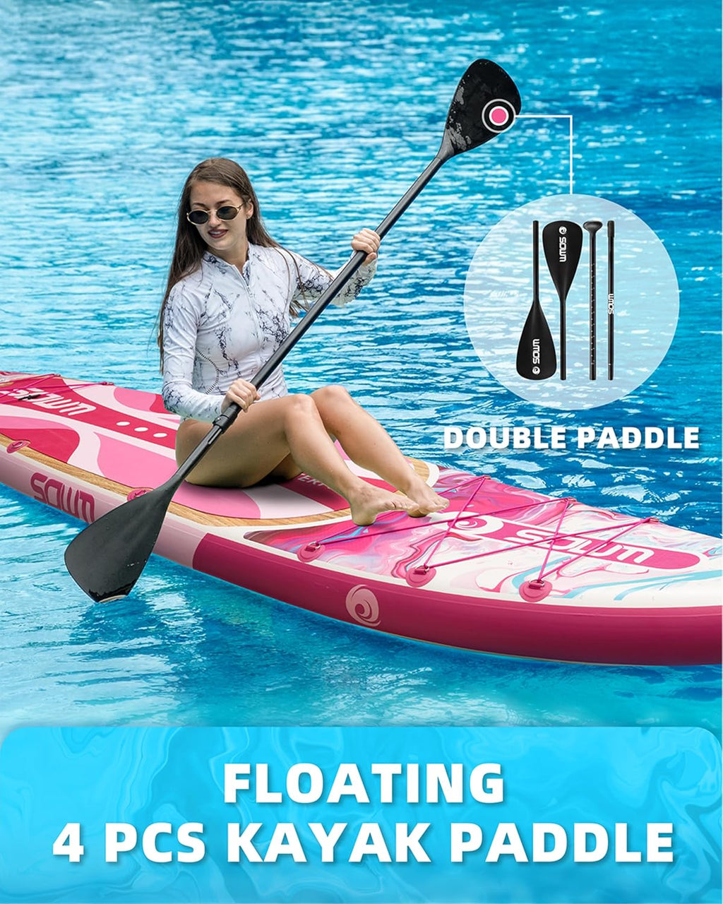 11'*33'/34' Inflatable Stand Up Paddle Board for Beginners,400/420lbs Capacity, Anti-Slip EVA Deck, Includes Adjustable Paddle, Pump, Backpack & SUP Accessories for Surfing, Fishing, Yoga & More