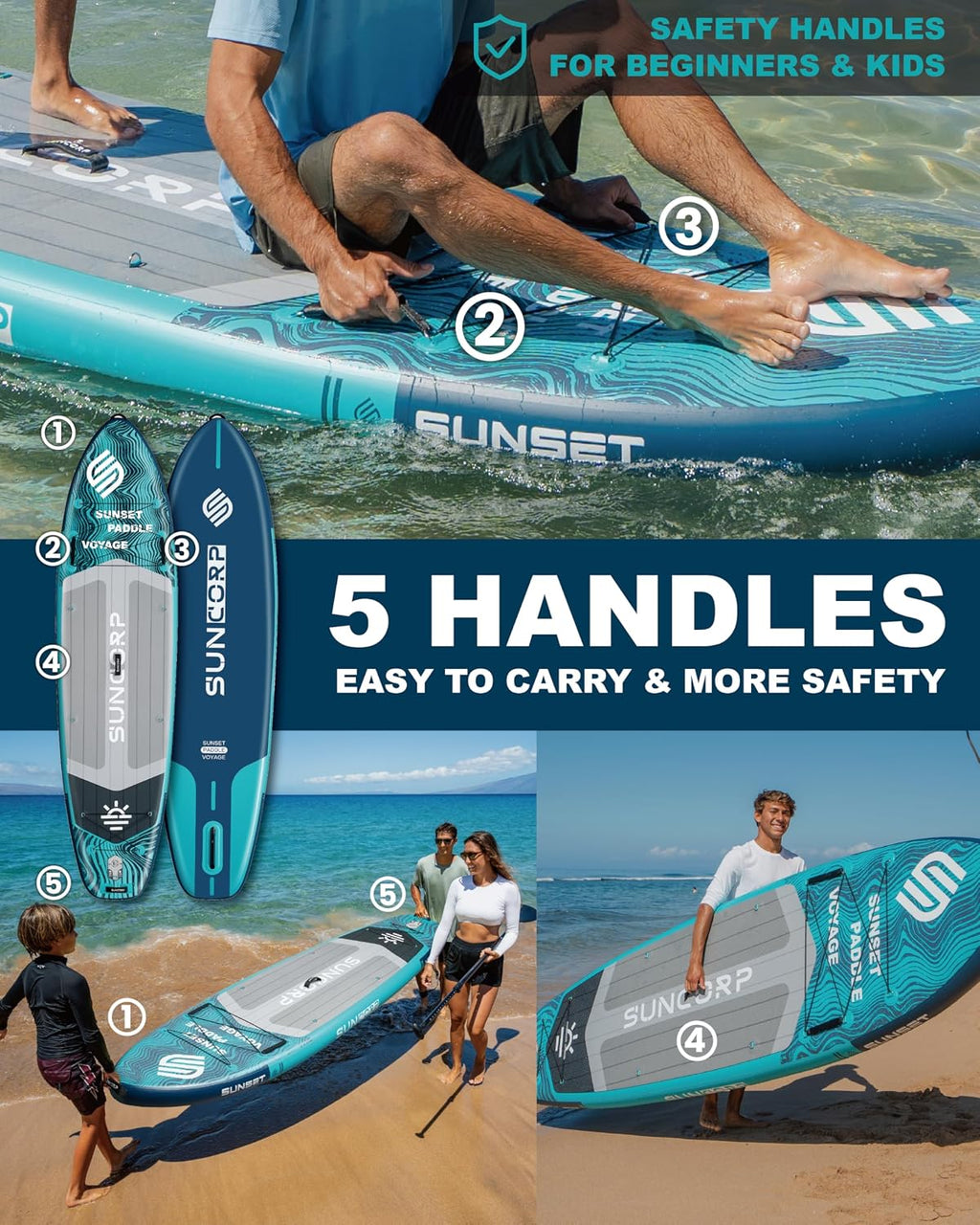 Suncorp 11.6'x35'' Inflatable Paddle Board, Extra Wide Stand-up Paddleboards, 450lbs Capacity, Inflatable SUP, Dual-Action Pump, 100L Backpack, 9 Plus Kits for Family, Fishing, Yoga&All Skill Levels