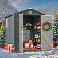 YITAHOME 6x6FT Resin Storage Unit sans Flooring, All-Weather Plastic Shed with Window, Vents and Secured Doors, Outdoor Plastic Tool Cabin for Poolside, Lawn, Backyard, Patio, Dark Gray