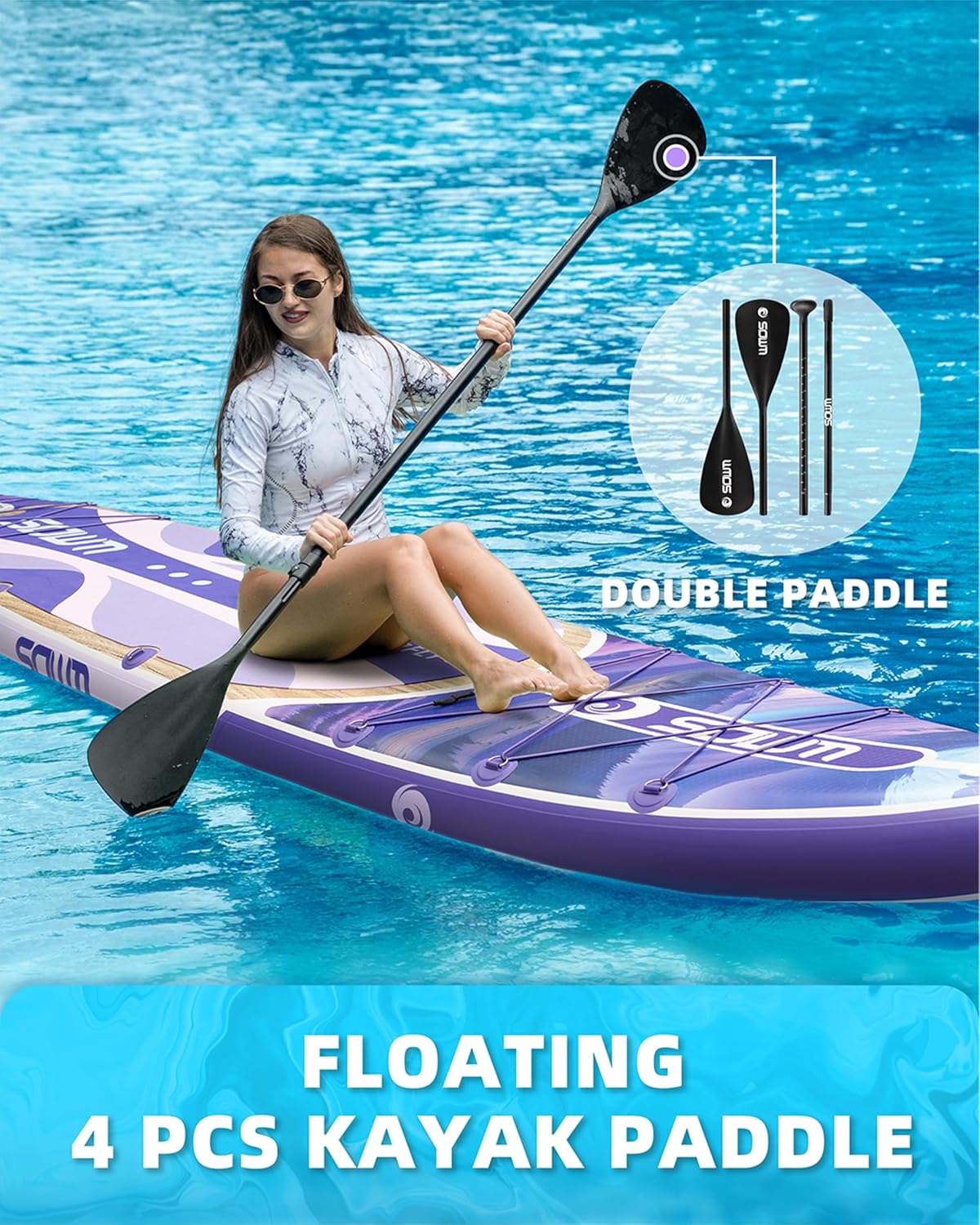 11'*33'/34' Inflatable Stand Up Paddle Board for Beginners,400/420lbs Capacity, Anti-Slip EVA Deck, Includes Adjustable Paddle, Pump, Backpack & SUP Accessories for Surfing, Fishing, Yoga & More