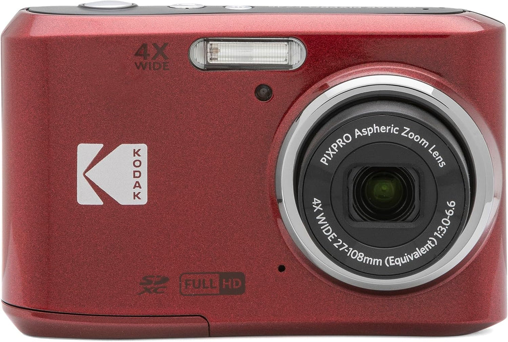 Kodak PIXPRO FZ45 16MP Digital Camera 4X Optical Zoom 27mm Wide Angle 1080P Full HD Video 2.7' LCD Camera (Red) + 64GB Card and Reader + Memory Wallet Bundle