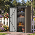 Aoxun Outdoor Storage Shed with Floor - Vertical Cabinet, 3x3 FT Metal Shed with 2 Adjustable Shelves & Lockable Doors Waterproof Tools Shed for Backyard, Garden, Patio, Lawn (Brown)