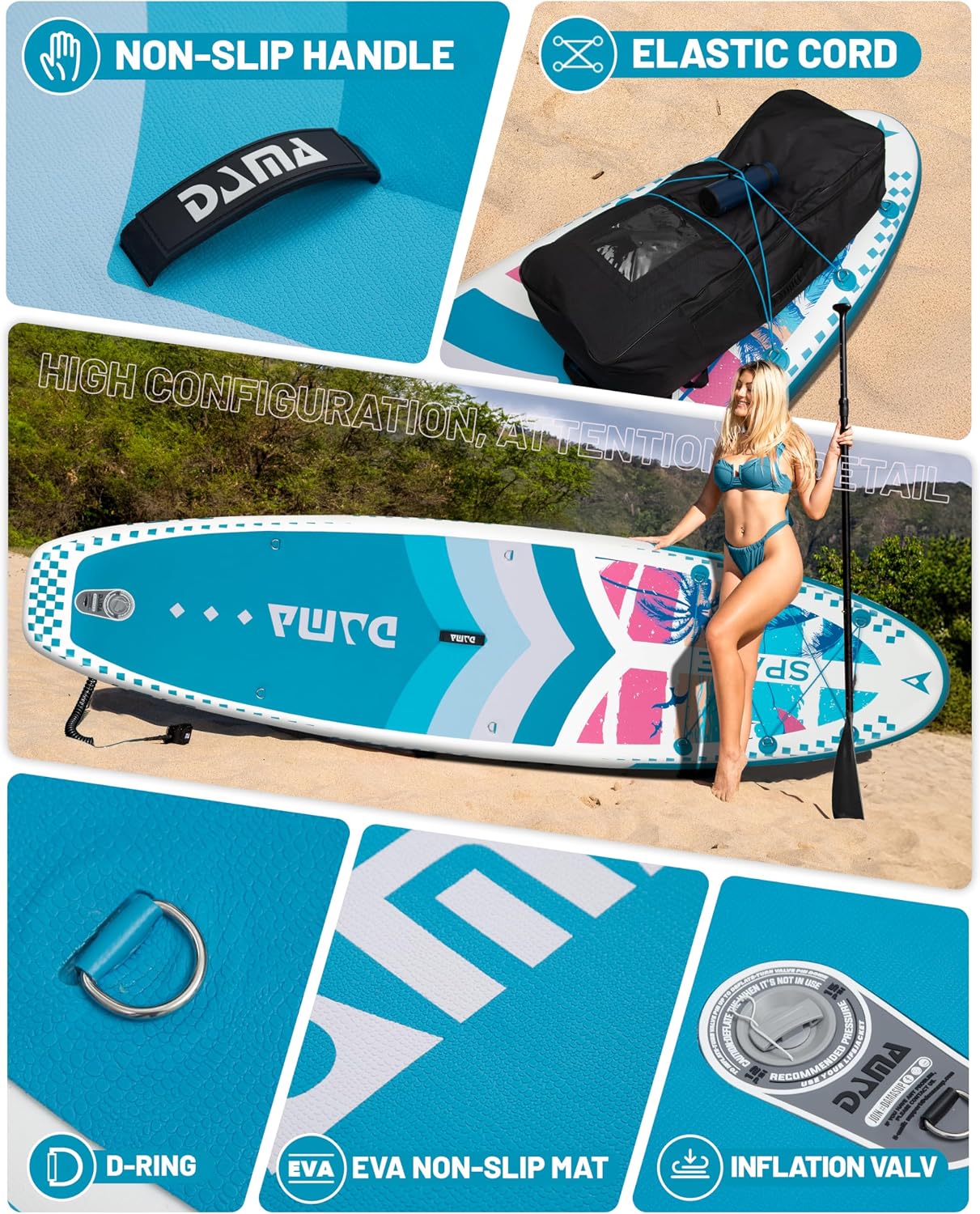 DAMA 11'*34'*6' Inflatable Paddle Board, Paddle Boards for Adults,Sup,Lightweight and Durable, Easy to Inflate, Versatile in Style, Fully Functional, Equipped w/High Grade Accessories.