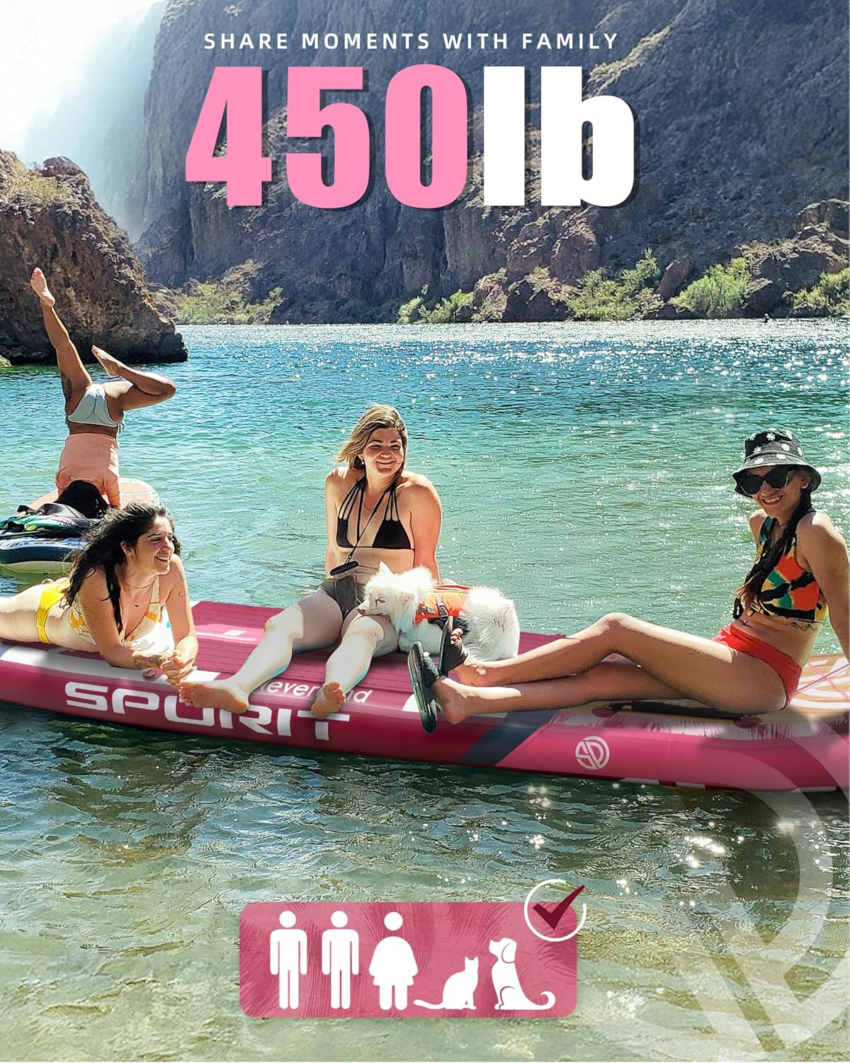 11'6×35' Super Wide Inflatable Stand Up Paddle Board, Ultra Stable SUP Board for Adults, 450lb Capacity with Shoulder Strap, 100L Backpack, Removable US Fin, Floating Paddle, Safety Leash