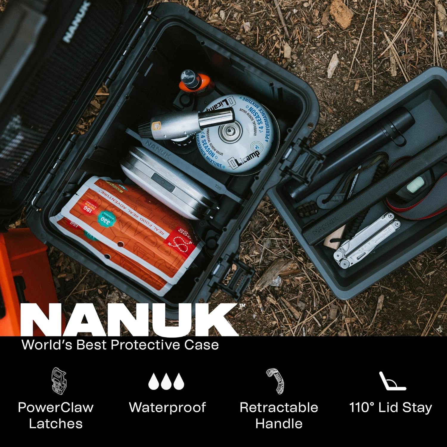 NANUK Trail 10-11.2L (3-Gallon) Waterproof Storage Box – Modular & Compact Cargo Case for Camping, Fishing, Hunting & Outdoor Storage – Dustproof and Impact Resistant (12.9' x 9.7' x 10.3') – Orange