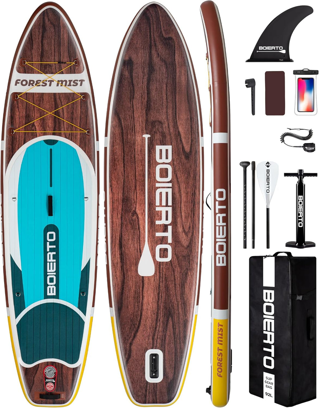 Inflatable Stand Up Paddle Board 10'8'*34'/11'*33' Extra Wide Paddle Boards for Adults, SUP with Premium Accessories & Nylon Backpack, Adjustable Paddle, Hand Pump, Bottom Fin, Leash