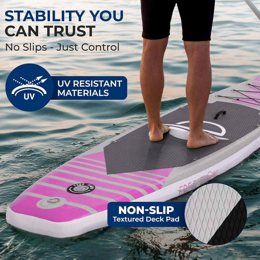 SereneLife Inflatable Stand Up Paddle Board - Wide Stable Design, Non-Slip Deck for Adults & Youth with Premium Paddle Board Accessories: Carry Bag, Dual Action Pump, Paddle, Ankle Leash