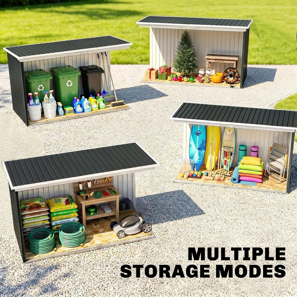Outsunny 9' x 4' Outdoor Storage Shed, Metal Garden Tool House with Sloping Roof and Lockable Door for Backyard, Bike, Patio, Garage, Lawn, Gray