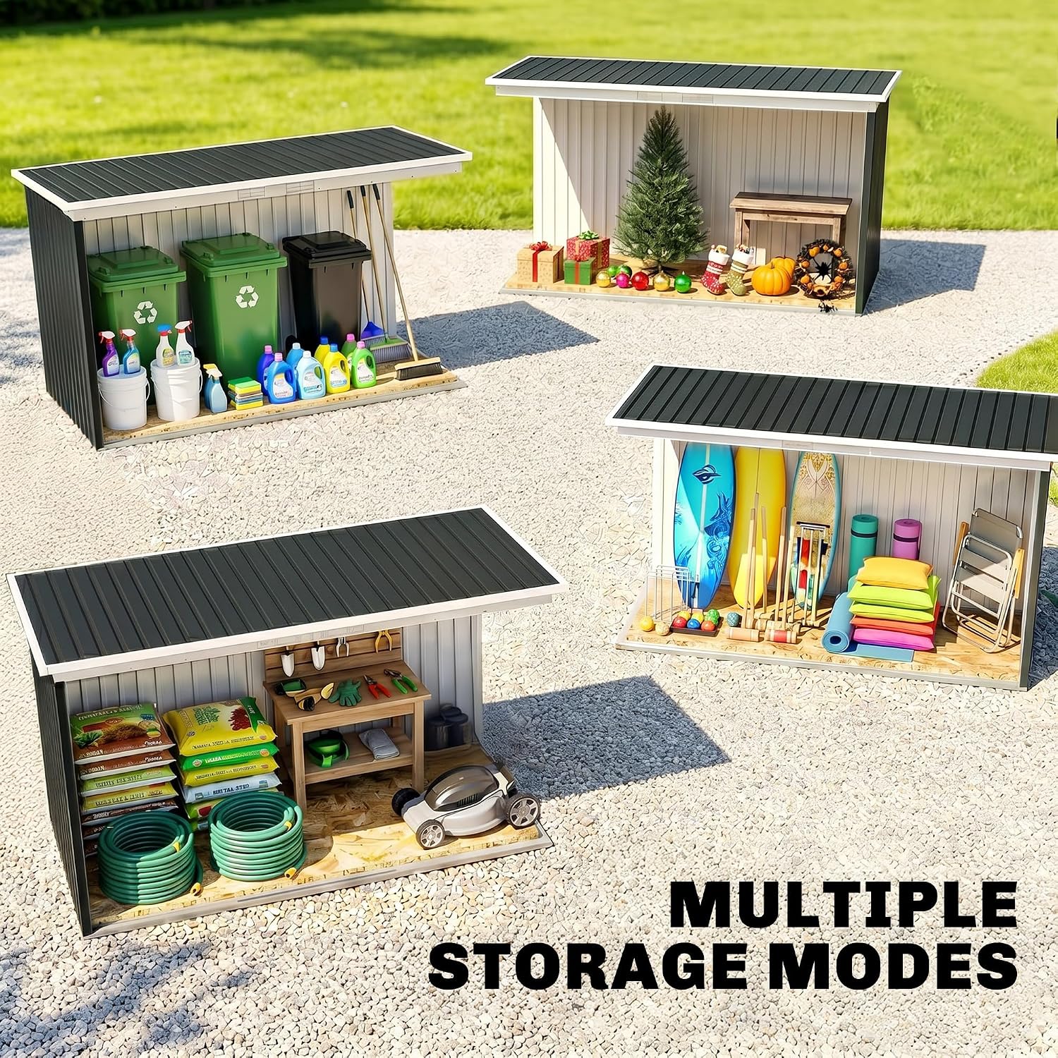 Outsunny 9' x 4' Outdoor Storage Shed, Metal Garden Tool House with Sloping Roof and Lockable Door for Backyard, Bike, Patio, Garage, Lawn, Gray