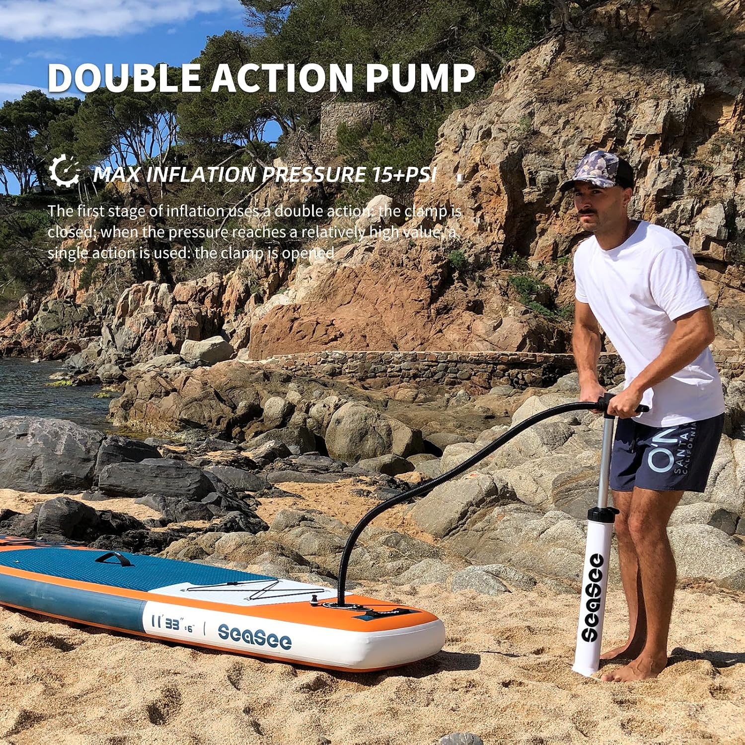 Inflatable Stand Up Paddle Board Includes Paddle, Dual Action Pump, and Accessories 11ft Lightweight iSUP, 33'*6' Wide Stable Design, Anti-Slip EVA Deck, Paddle Board for Adults