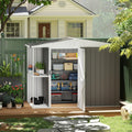 Outsunny 8 x 4ft Outdoor Storage Shed with Lock, 2-Tier Storage Rack, Air Vents, Garden Tool Shed for Backyard, Patio, Lawn, Warm Gray