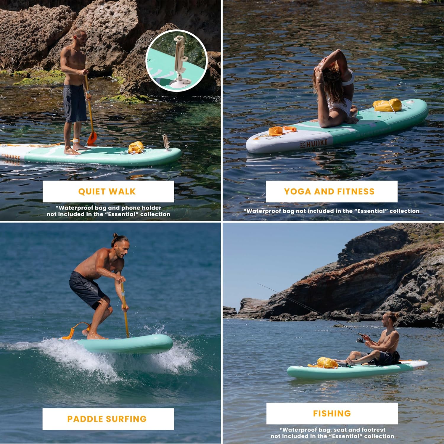 HUIIKE Inflatable Paddle Board for Adults with Accessories Included, Oar, Fins, Pump. Stand Up Paddleboard Great Stability and Resistance. 10' x 33' x 5.9', Maximum Load 286 lb