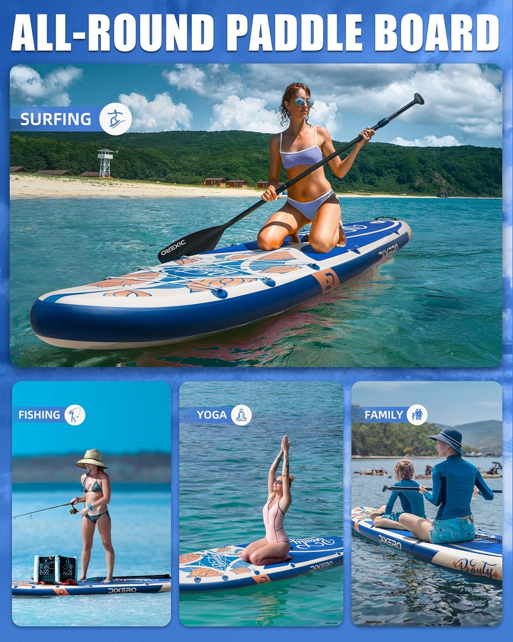 Inflatable Stand Up Paddle Board with SUP Accessories, 11'*33' Inflatable Paddle Boards for Adults & Youth of All Skill Levels