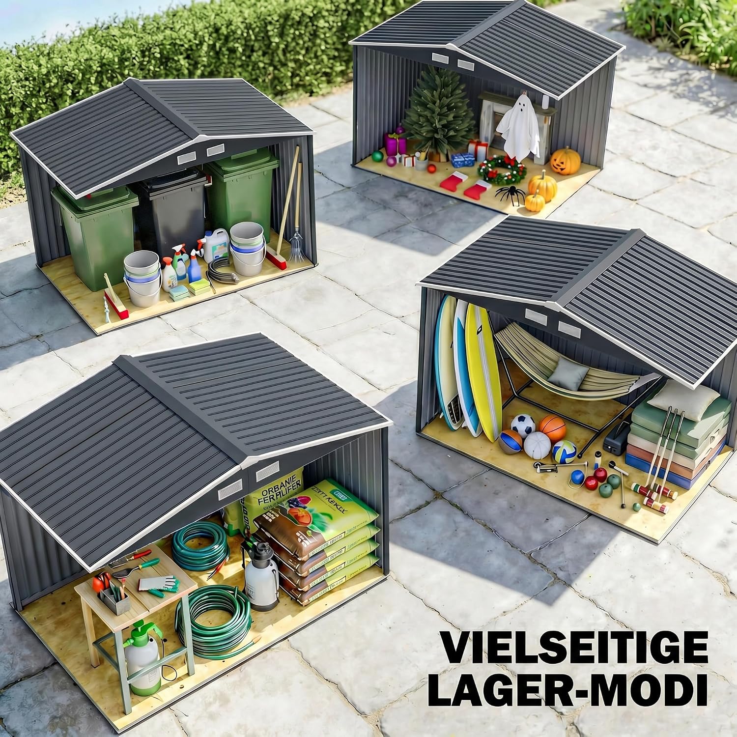 Outsunny 9' x 6' Outdoor Storage Shed, Garden Tool Metal Shed with Foundation Kit, Double Lockable Door, Air Vents and Sloping Roof, for Backyard, Patio, Lawn, Dark Gray