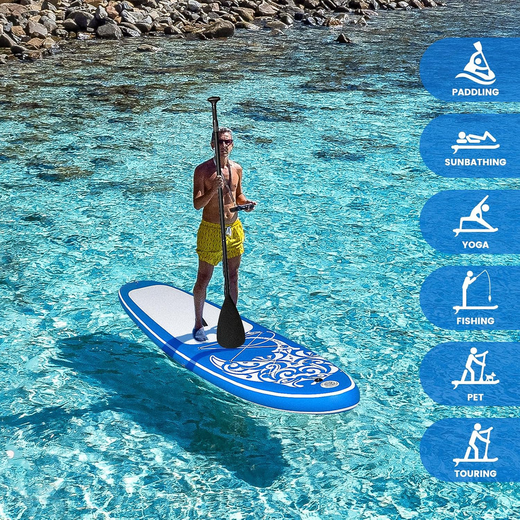 FEATH-R-LITE Inflatable Paddle Board Stand Up Paddleboards for Adults SUP with Premium Accessories Pump, Adjustable Paddle, Leash, Three Fins, Backpack