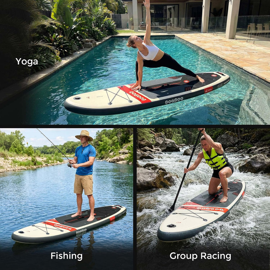 Inflatable Stand Up Paddle Board Includes Paddle, Dual Action Pump, and Accessories 11ft Lightweight iSUP, 33'*6' Wide Stable Design, Anti-Slip EVA Deck, Paddle Board for Adults