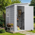 Flamaker 5 x 4 FT Outdoor Storage Shed, Garden Resin Shed with Floor & Windows, Plastic Tool Shed with Lockable Door for Backyard Patio Lawn Pool, Light Gray