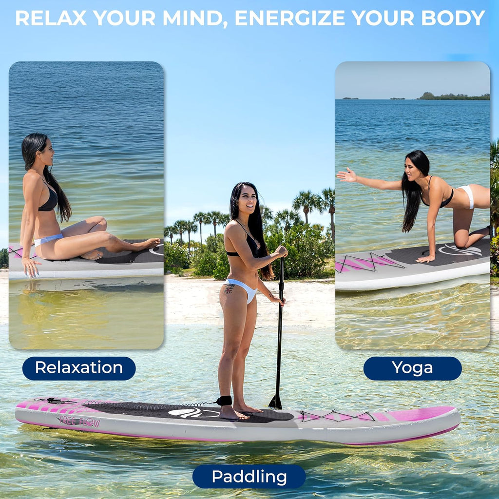 SereneLife Inflatable Stand Up Paddle Board - Wide Stable Design, Non-Slip Deck for Adults & Youth with Premium Paddle Board Accessories: Carry Bag, Dual Action Pump, Paddle, Ankle Leash