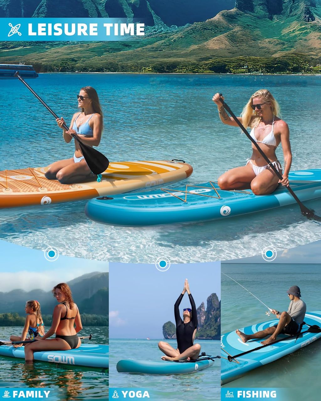 Inflatable Paddle Boards, Stand Up Paddle Board for Adults Youth of All-Round, 10'6'' *33'' * 6'' Extra Wide & No-Slip Sup for Yoga Fishing