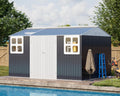 WACASA 12x10 FT Metal Shed Heavy-Duty | Military-Grade 20-Gauge Reinforced Frame with Powder Coating | 50 PSF Snow Load & 120 MPH Wind Rated | Tiny House Skylight Building