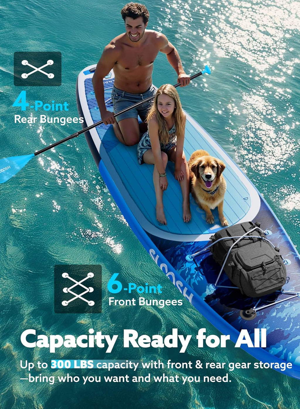 SLOOSH Inflatable Stand Up Paddle Board, 10'6' Inflatable Paddle Boards with Premium Accessories, Non-Slip EVA Deck, Ultra-Light Carry Bag Pump, Meander SUP for Youth & Adults