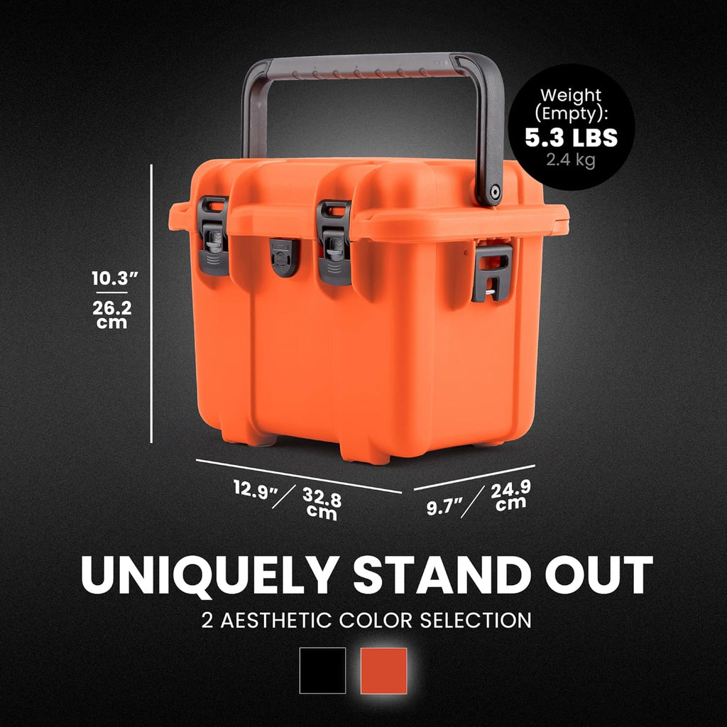 NANUK Trail 10-11.2L (3-Gallon) Waterproof Storage Box – Modular & Compact Cargo Case for Camping, Fishing, Hunting & Outdoor Storage – Dustproof and Impact Resistant (12.9' x 9.7' x 10.3') – Orange