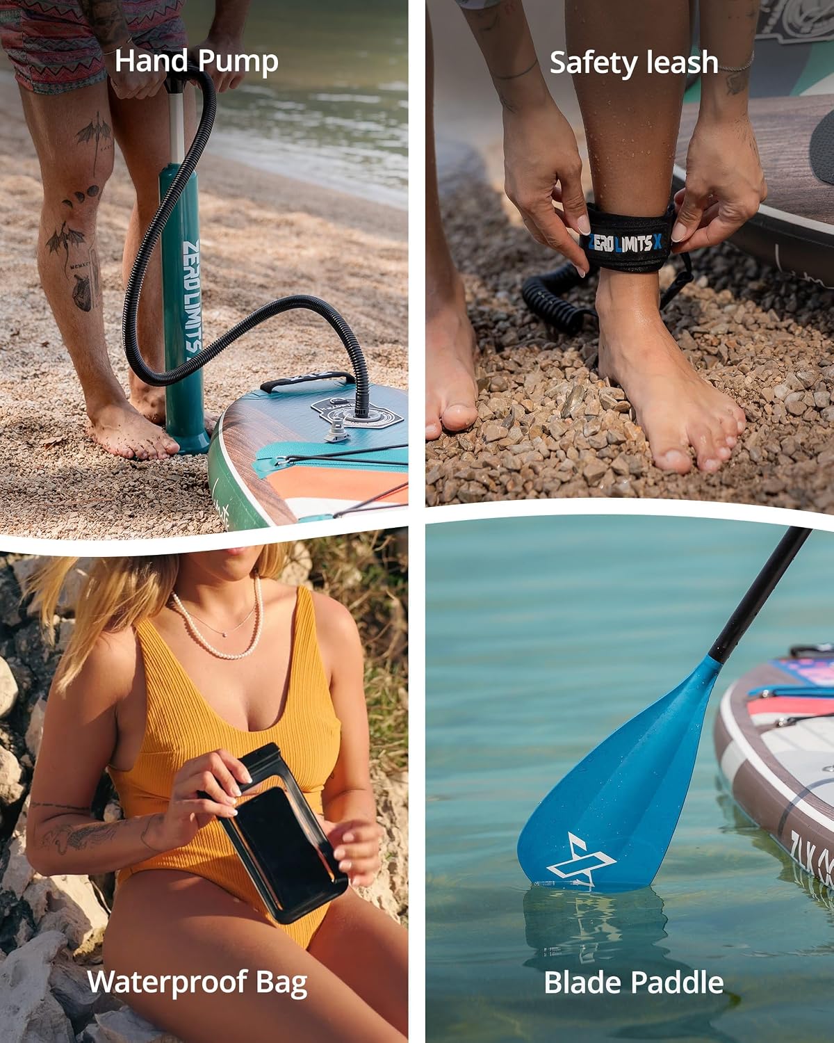 ZLX Inflatable Stand Up Paddle Board, 10'6' SUP Non-Slip Stable Deck Pad, Unique Center Fin, Premium Accessories, Paddleboard for Adults, Beginners, All Skill Levels
