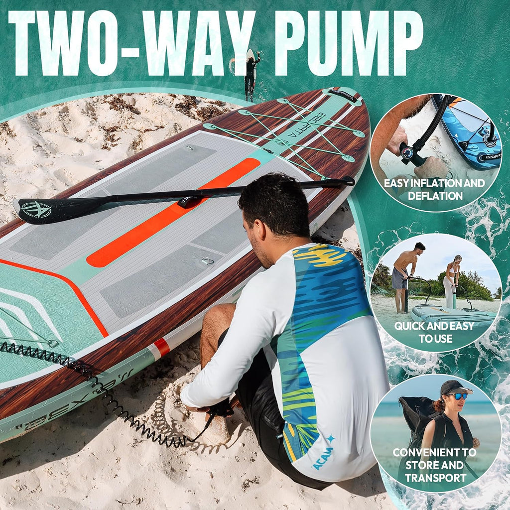 11'6'x35' Inflatable Paddle Board, 450lbs Extra Wide Stand Up Paddleboard for Adults with Premium SUP Accessories Kit & Backpack, Blow Up Kayak Non-Slip Stable Deck Boat for Yoga Fishing Surf