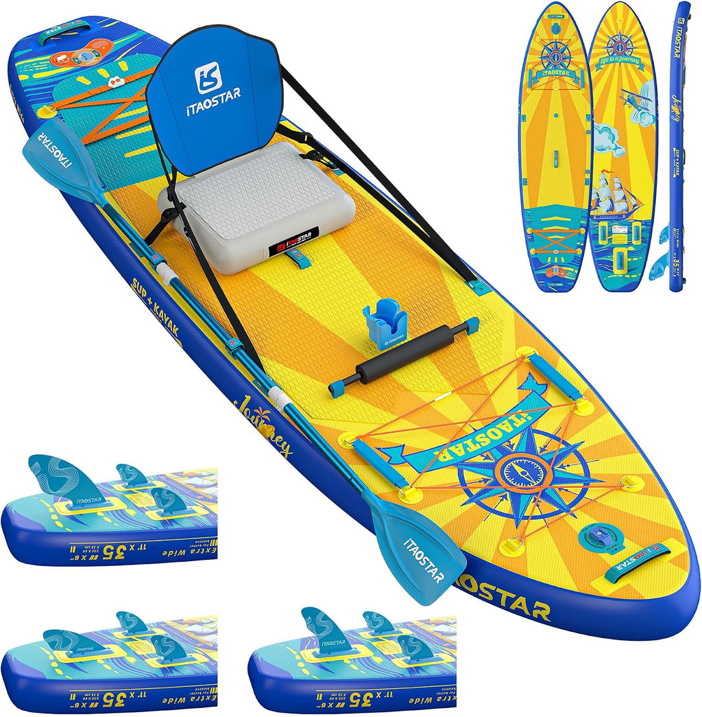 iTAOSTAR Journey 11'6' / 11'×34' / 11'×35' Extra Wide Paddle Board, One-Stop Premium SUP Board Accessories, Tailored Fins, Stable Inflatable Stand Up Paddle Boards for Youth/Adults of All Skill Levels