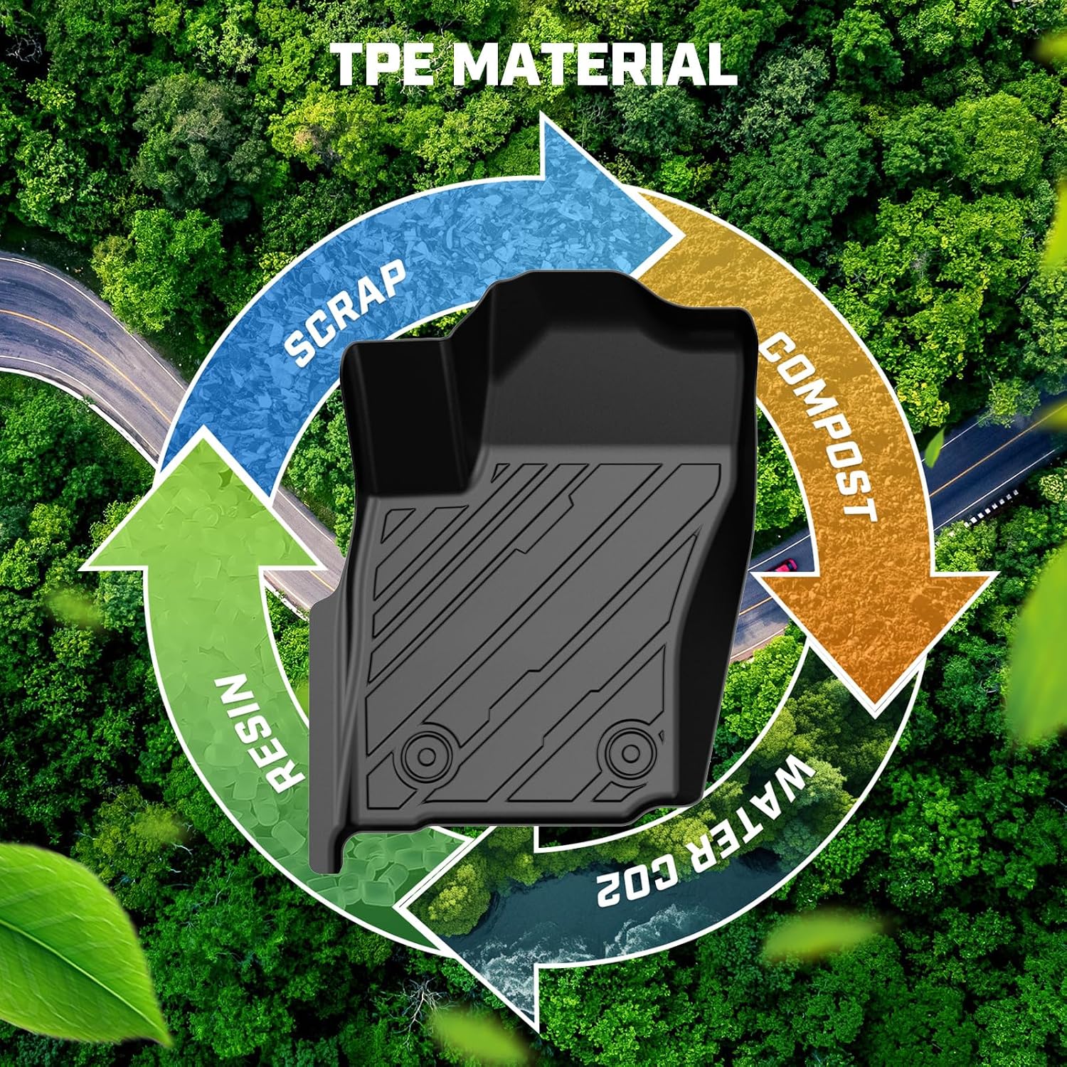 Mixsuper Floor Mat & Bed Mat for Toyota Tacoma Double Cab Auto Tran 2024-2026 (Not fit Hybrid),All Weather TPE Floor mat with Door Sill Guards Tacoma Accessories,Anti-Slip Floor Liners Set Black