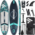 Flypark 10'8/11'x35'' Fishing&Family Stable Inflatable Paddle Boards, Extra Wide SUP Paddleboard Inflatable, 430lb/3 People, Stand Up Paddle Board for Adults, Camera Mount, Shoulder Strap, Rod Holder