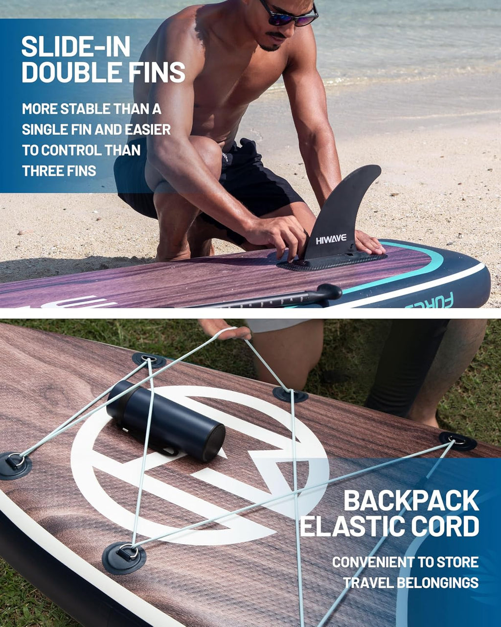 Hiwave Inflatable Paddle Board 11 '* 34 '* 6' Extra Wide Sup Board, 420lb Capacity Paddle Board for Adults, Suitable for Sea and Lakes, 2+1Family Board