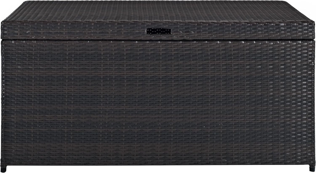 Crosley Furniture Palm Harbor Wicker Outdoor Storage Box for Patio Furniture Cushions and Pool Floats, Brown