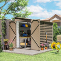 Outsunny 4.6' x 9' Steel Outdoor Storage Shed, Waterproof Lean to Shed, Metal Garden Tool House with Foundation Kit, Lockable Doors, Gloves and 2 Air Vents for Backyard, Patio, Lawn, Brown