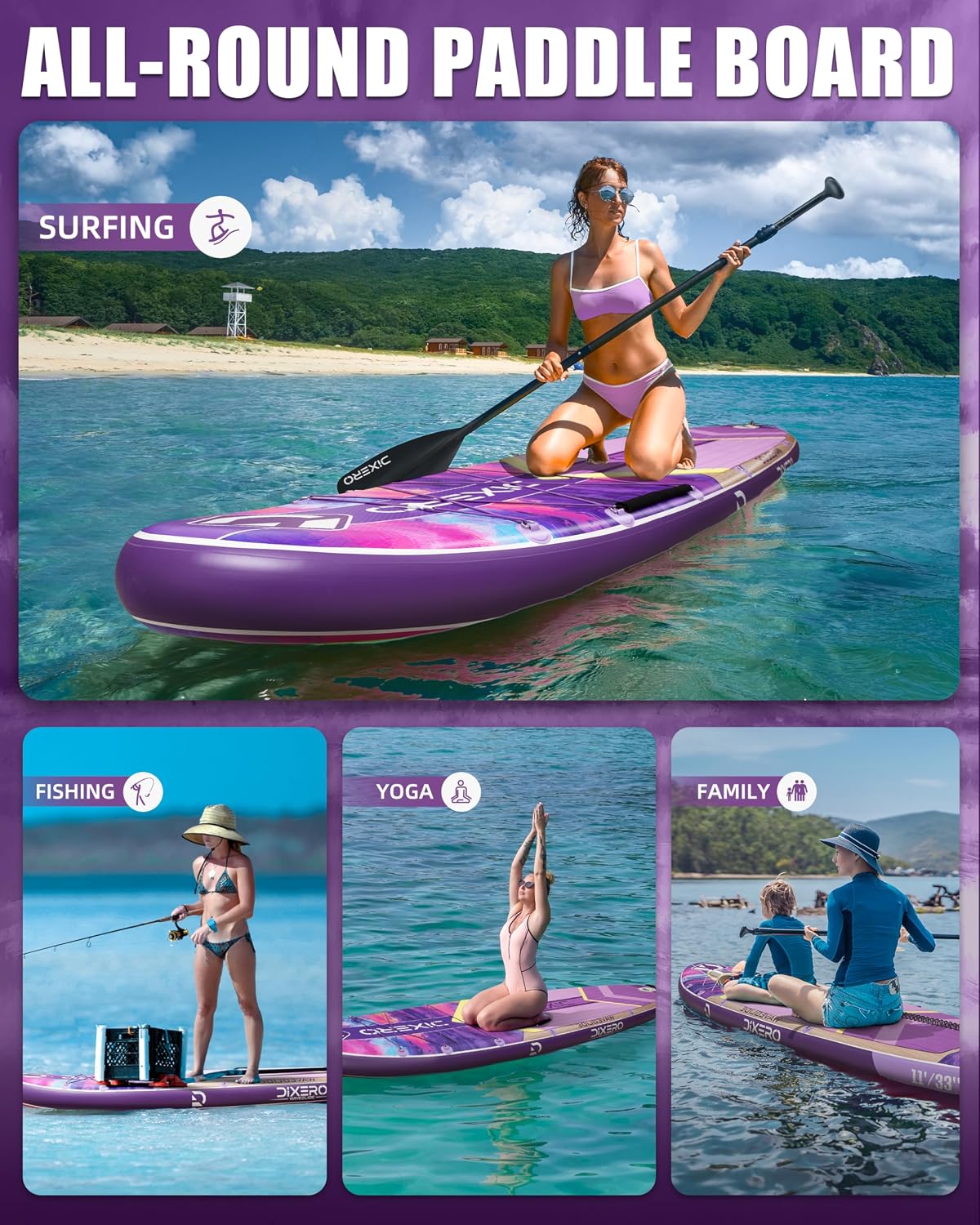 Inflatable Stand Up Paddle Board with SUP Accessories, 11'*33' Inflatable Paddle Boards for Adults & Youth of All Skill Levels