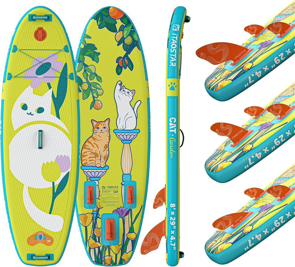 iTAOSTAR Pets 8'×29' / 11'×35' / 11'6'×34'/11'×34' Inflatable Paddle Board, One-Stop Premium SUP Accessories, Extra Wide Paddle Board for More Balance, Tailored Fins for More Fun