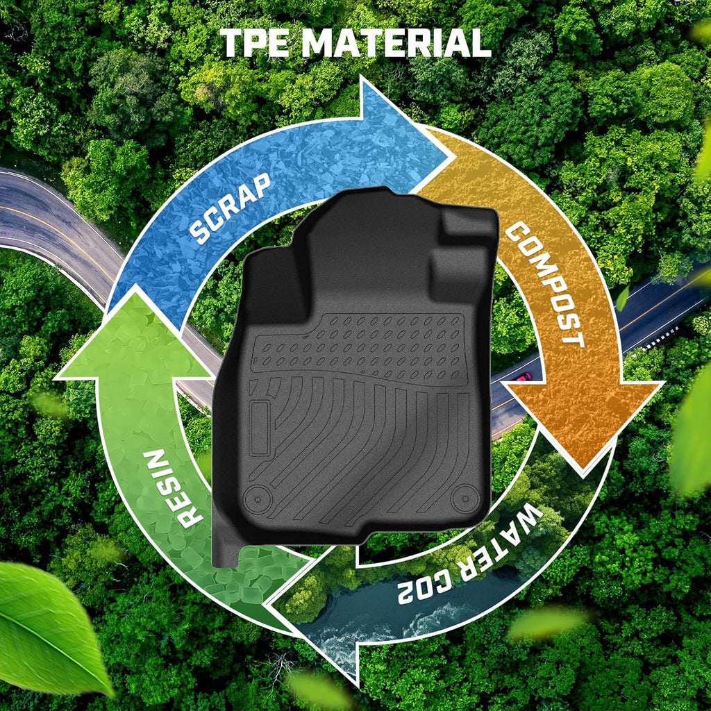 Mixsuper Floor Mat & Cargo Liner for Honda CRV 2017-2022(Not for Hybrid),All Weather TPE Floor mat with Backrest and Door Sill Guards CRV Accessories,Anti-Slip Floor Liners,Heavy Duty Car Mat,Black