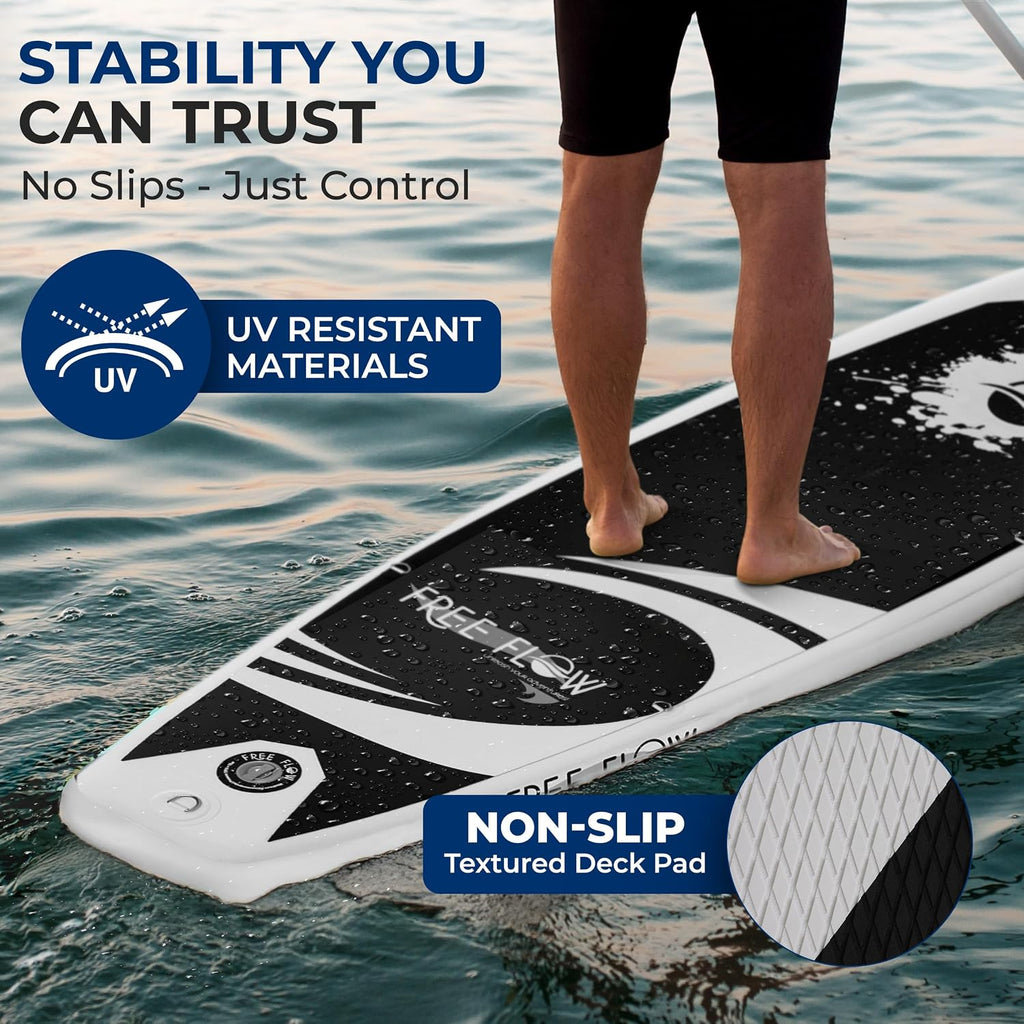 SereneLife Inflatable Stand Up Paddle Board - Wide Stable Design, Non-Slip Deck for Adults & Youth with Premium Paddle Board Accessories: Carry Bag, Dual Action Pump, Paddle, Ankle Leash