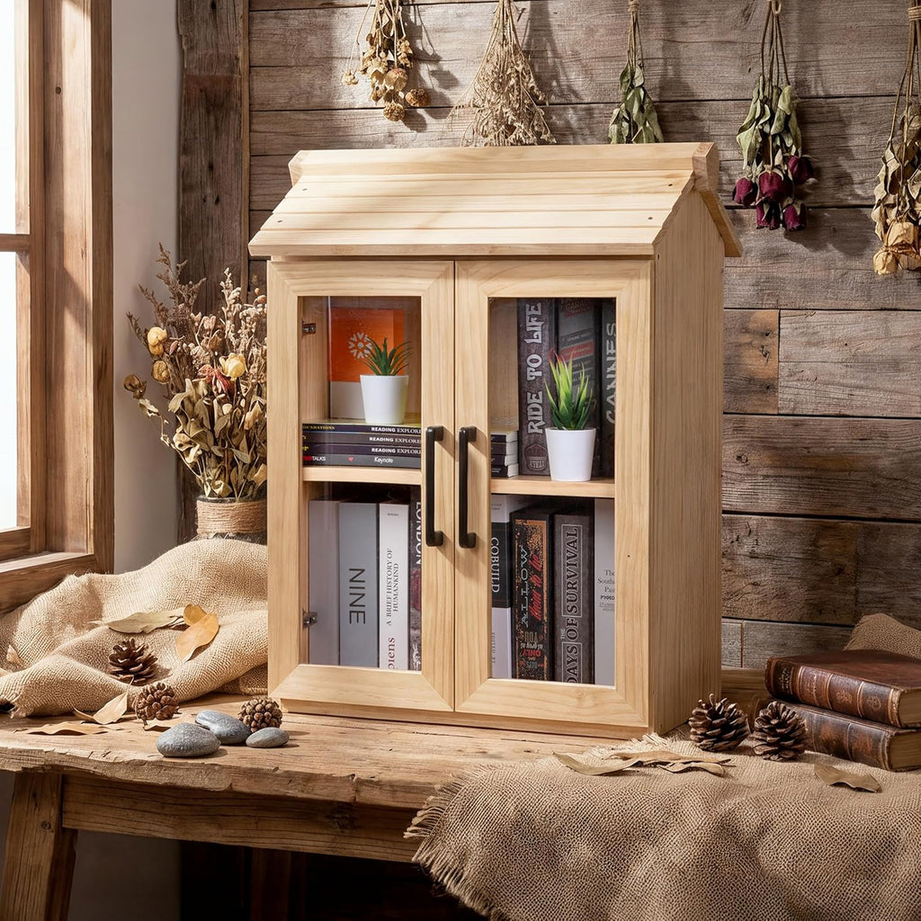 Little Library Box Outdoor Kit with Mount, 2-Tier Book Exchange Box (21×11×26 in), Waterproof Pine Little Free Library Kit with 2 Acrylic Doors, Outdoor Book Storage for Yards, Schools, Parks