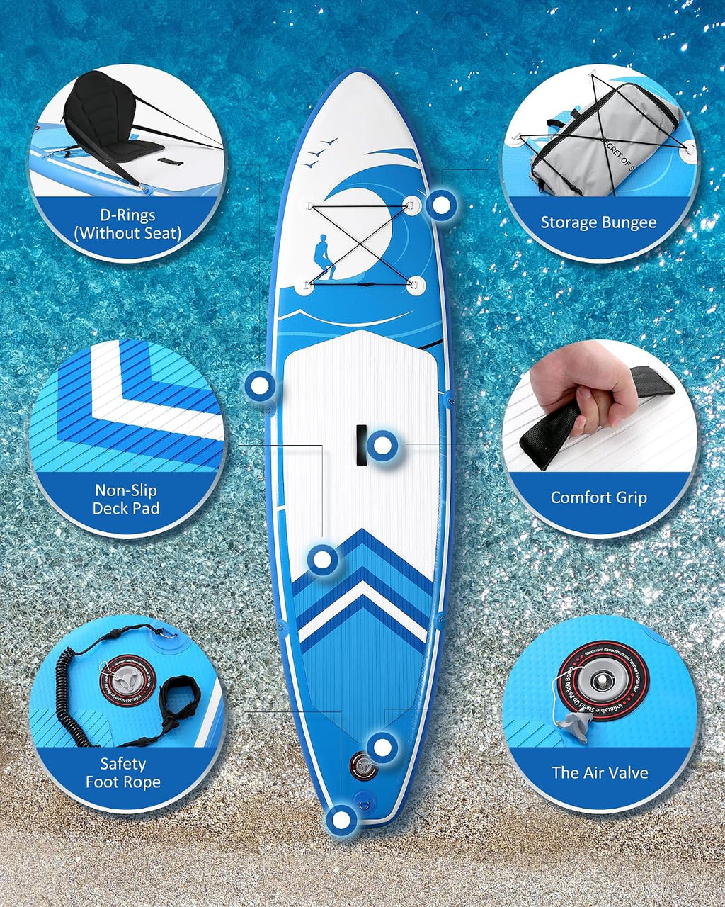 Paddle Board Stand Up Paddle Board SUP 6 inches Thick Board with ISUP Accessories & Carry Bag & Fast Pumping for Adults & Youth for Paddling Surfing Fishing Yoga