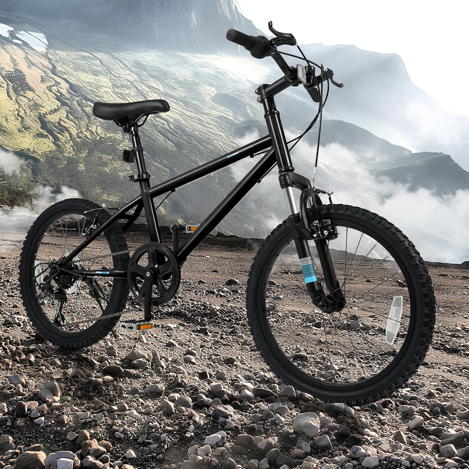 Goplus Mountain Bike, 20/24 Inch Kids Bicycle w/ 6-Speed Drivetrain, Suspension Fork, Dual Brakes, Adjustable Seat, Outdoor Cycling Children City Bike for Boys Girls