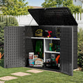 YITAHOME 30 Cu Ft Outdoor Storage Shed with Shelf, Waterproof Storage Cabinet for Bike & Garden Shed, Horizontal Outdoor Storage Shed for Garage, Pool Storage, Dark Gray & Black