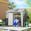 Outsunny 8' x 5.5' Outdoor Storage Shed, Metal Garden Shed with Window & Double Lockable Door, Outdoor Tool Shed Storage with Sloped Roof for Backyard, Patio, Garage, Lawn, Gray