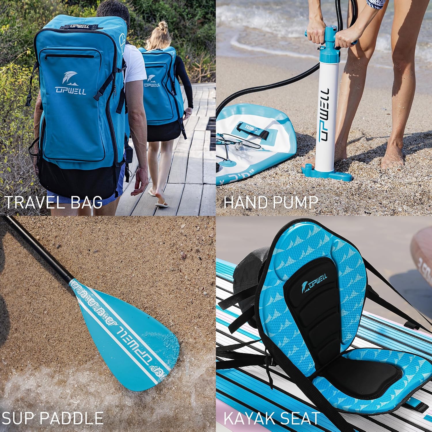 UPWELL 11'6'/11'2'/11'/10'8'/10'6'/10'2' Inflatable Stand Up Paddle Board with sup Accessories Including Backpack, Repairing Kits, Non-Slip Deck, Leash, 3 Fins, Paddle and Hand Pump