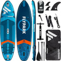 Flypark 10'8/11'x35'' Fishing&Family Stable Inflatable Paddle Boards, Extra Wide SUP Paddleboard Inflatable, 430lb/3 People, Stand Up Paddle Board for Adults, Camera Mount, Shoulder Strap, Rod Holder