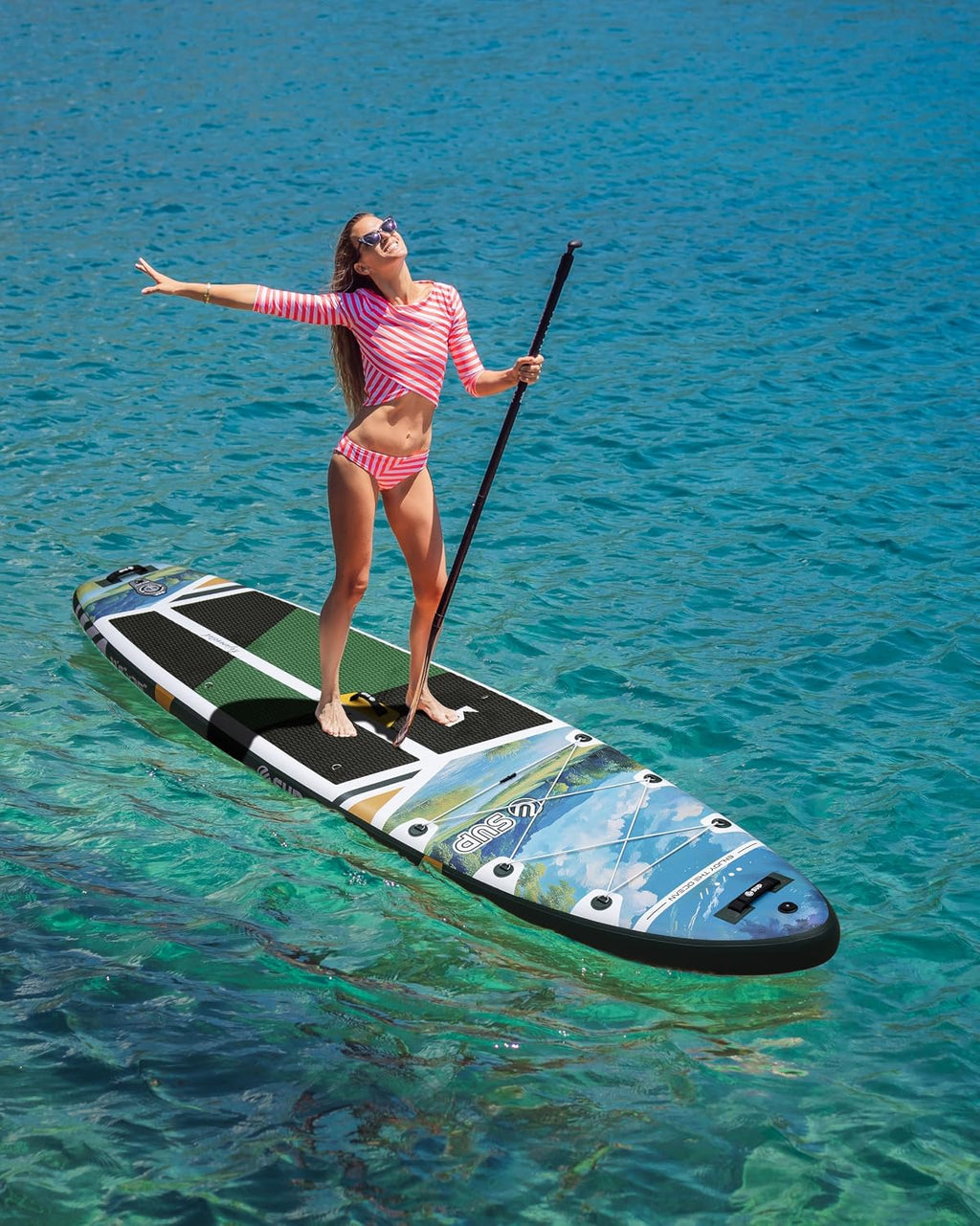 ESUP 11'6 ×34/35' Super Wide Inflatable Paddle Board with SUP Accessories, Extra Stable Stand Up Paddleboards for 2+1 Persons/Family/Beginner/Yoga, w/Shoulder Strap All-Round Sup Board