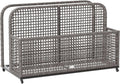 Outsunny Patio Wicker Pool Float Storage with Wheels, Outdoor Rolling PE Rattan Pool Caddy, Includes Compartment and Basket, for Pool, Garden, Deck, Light Gray