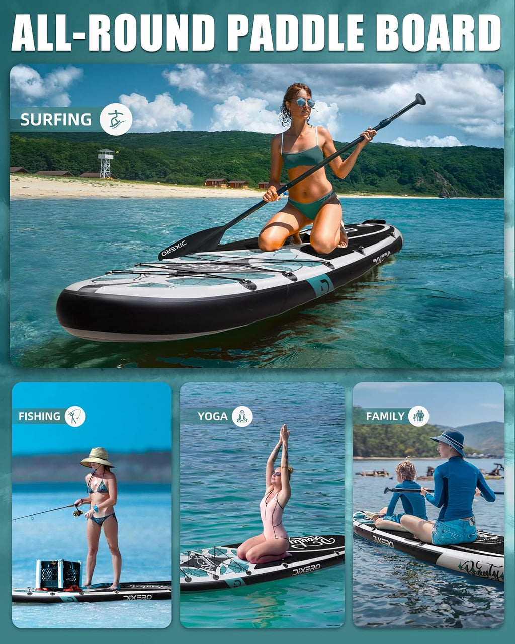 Inflatable Stand Up Paddle Board with SUP Accessories, 11'*33' Inflatable Paddle Boards for Adults & Youth of All Skill Levels