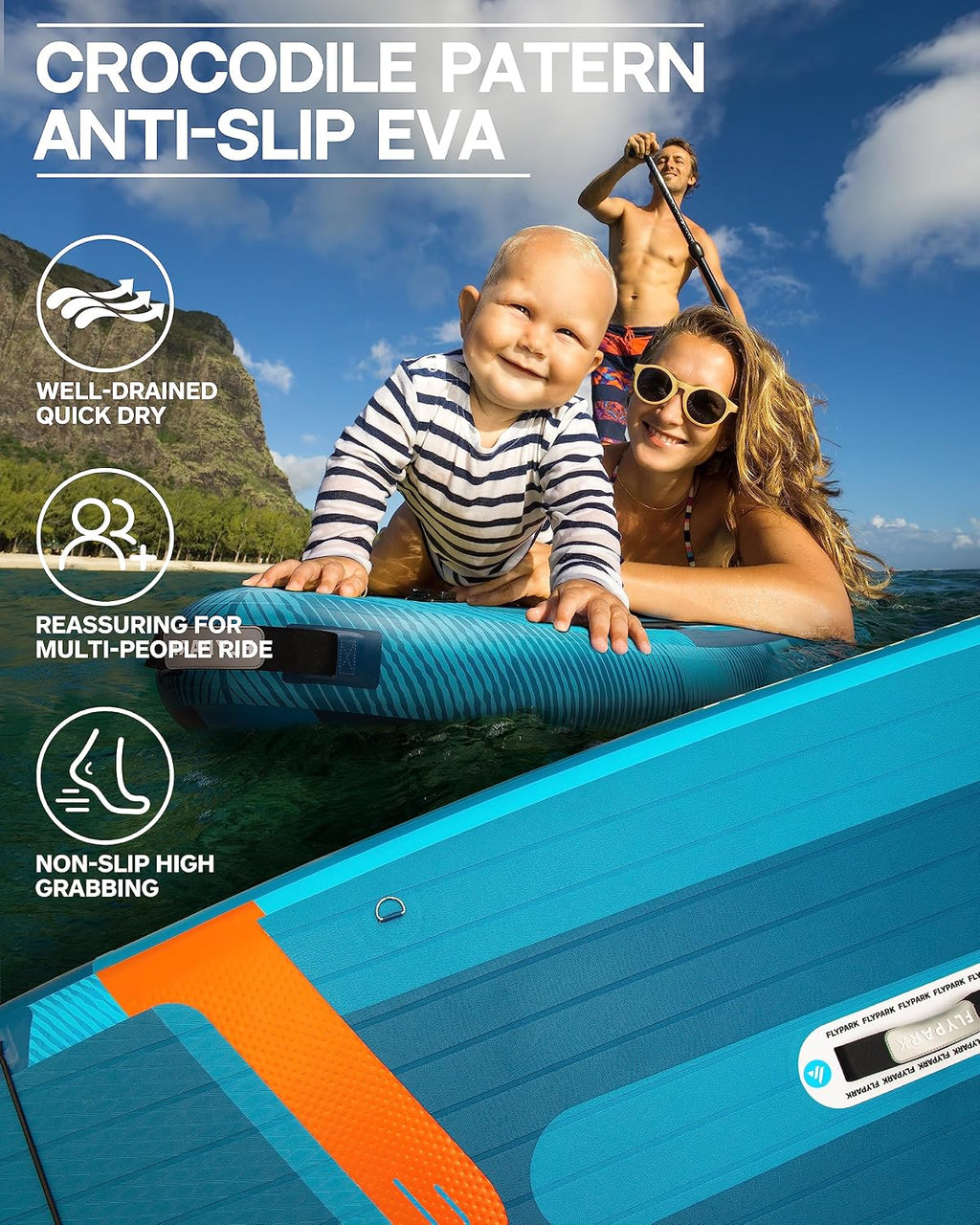 Flypark 10'8/11'x35'' Fishing&Family Stable Inflatable Paddle Boards, Extra Wide SUP Paddleboard Inflatable, 430lb/3 People, Stand Up Paddle Board for Adults, Camera Mount, Shoulder Strap, Rod Holder