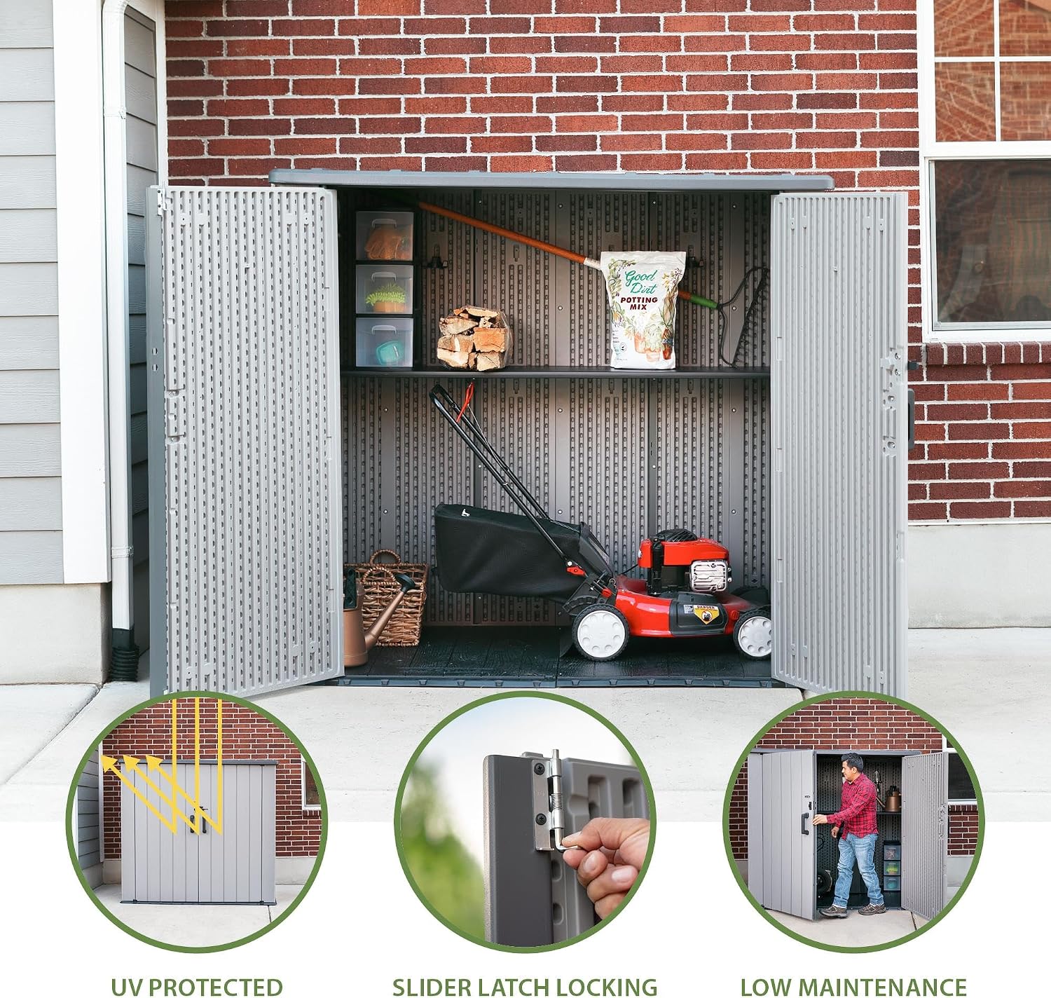 Lifetime Outdoor Utility Storage Shed with Double Wall Steel-Reinforced Construction, 6.3 x 3.6 FT